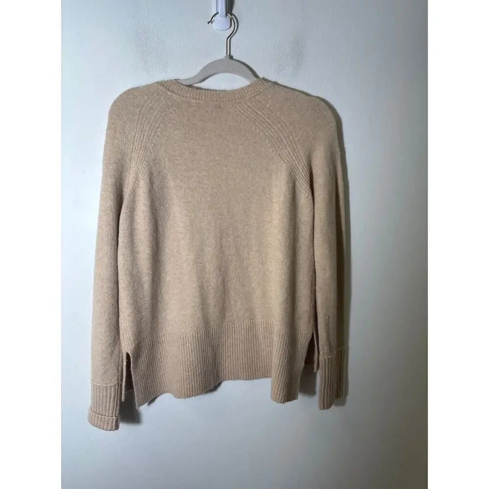 J. Crew Tan Long Sleeve V-Neck Knit Sweater Sz S
